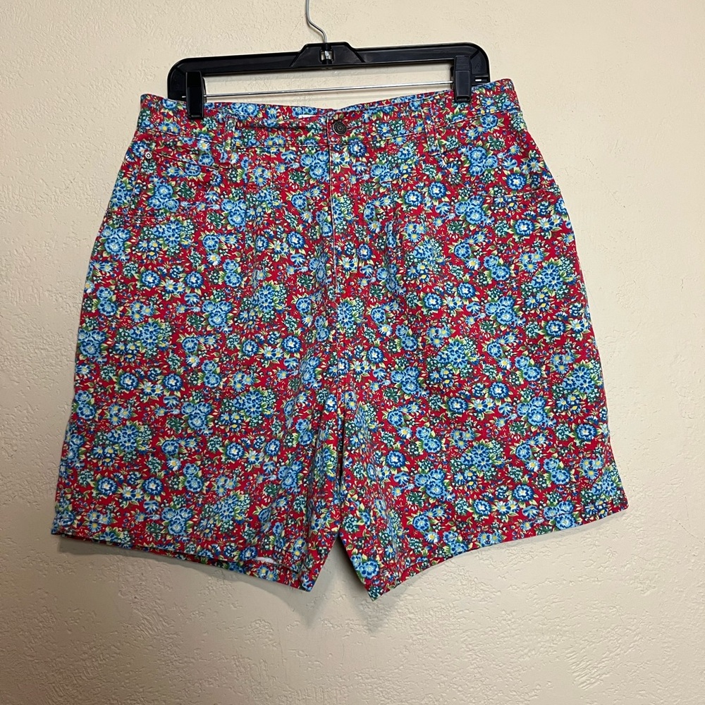Vintage Cherokee women moms high rise front‎ pleated floral multicolor shorts 14 - Picture 12 of 16